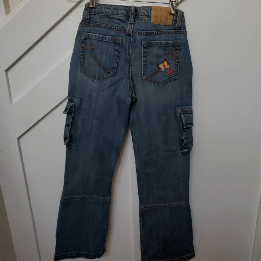 Bootcut embroidered floral studded unique jeans embellished
